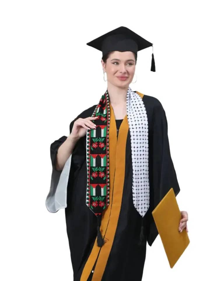 Kuffiyeh Flag Graduation Stole: Cultural Pride and Celebration for wholesale by Palestinian Elegance