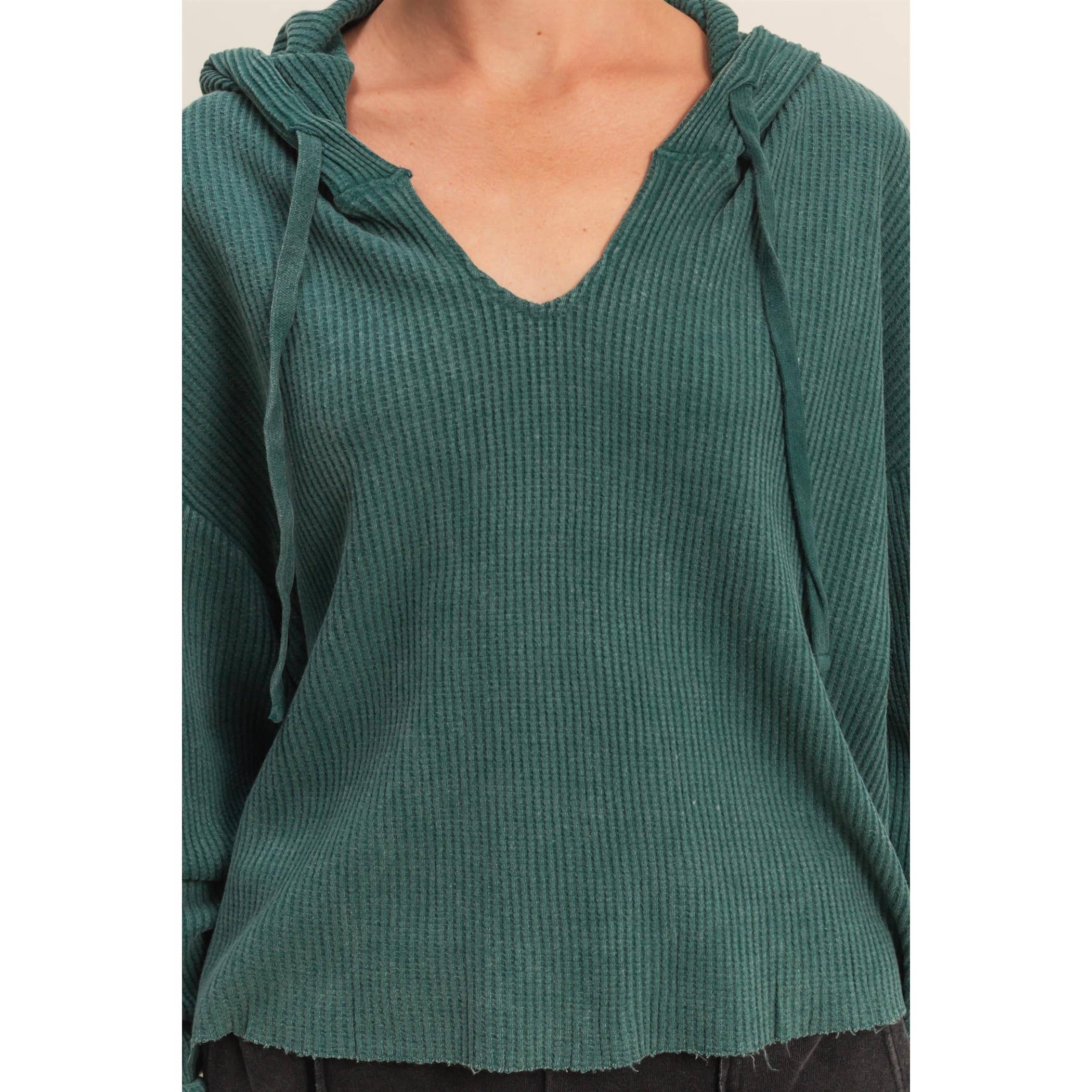 HYFVE – Hoodie – Mulher por atacado – Hoodie de Malha Waffle Cropped com Lavagem Mineral7