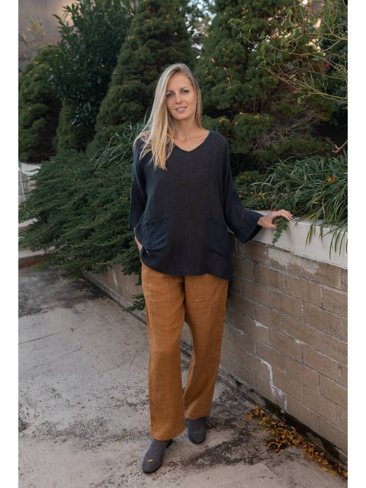 VIKOLINO - Wholesale Blouse - Dames - Transparante (Gaas) Linnen Top met V-hals1