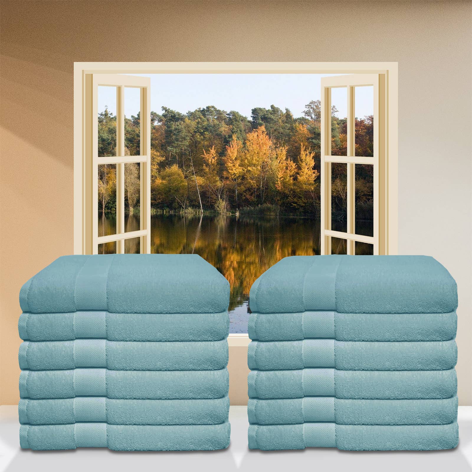 Green Blue 12 Pack Washcloth Set 100% Cotton(13x13) Premium Face Towels for wholesale on Faire2