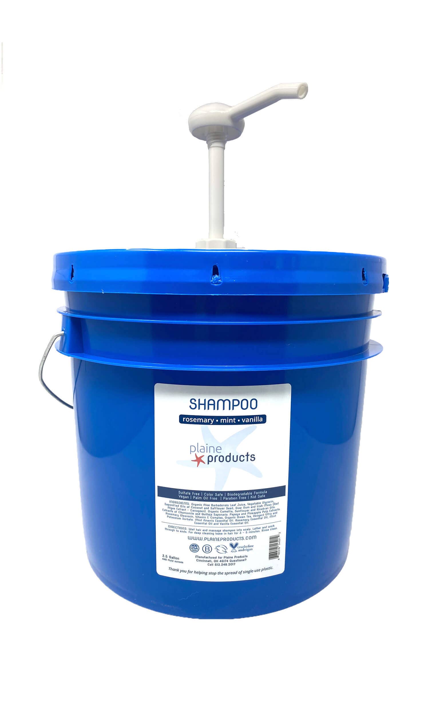 Plaine Products - Wholesale Hair Shampoo - Shampoo - 3.5 Gallon Bulk  (pump not included) Reusable 1
