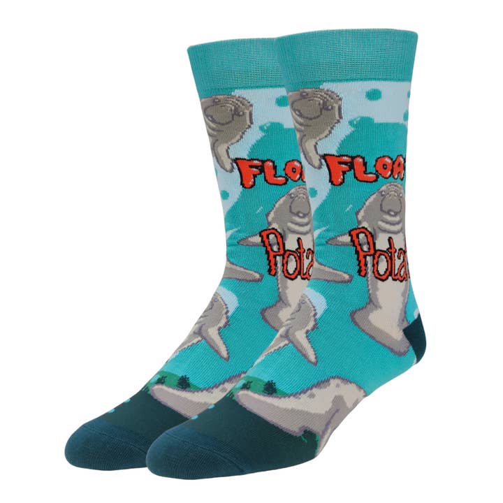Floaty Potato | Men's Novelty Manatee Cotton Crew Socks for wholesale by Oooh Yeah/Sock It Up/Oooh Geez Slippers