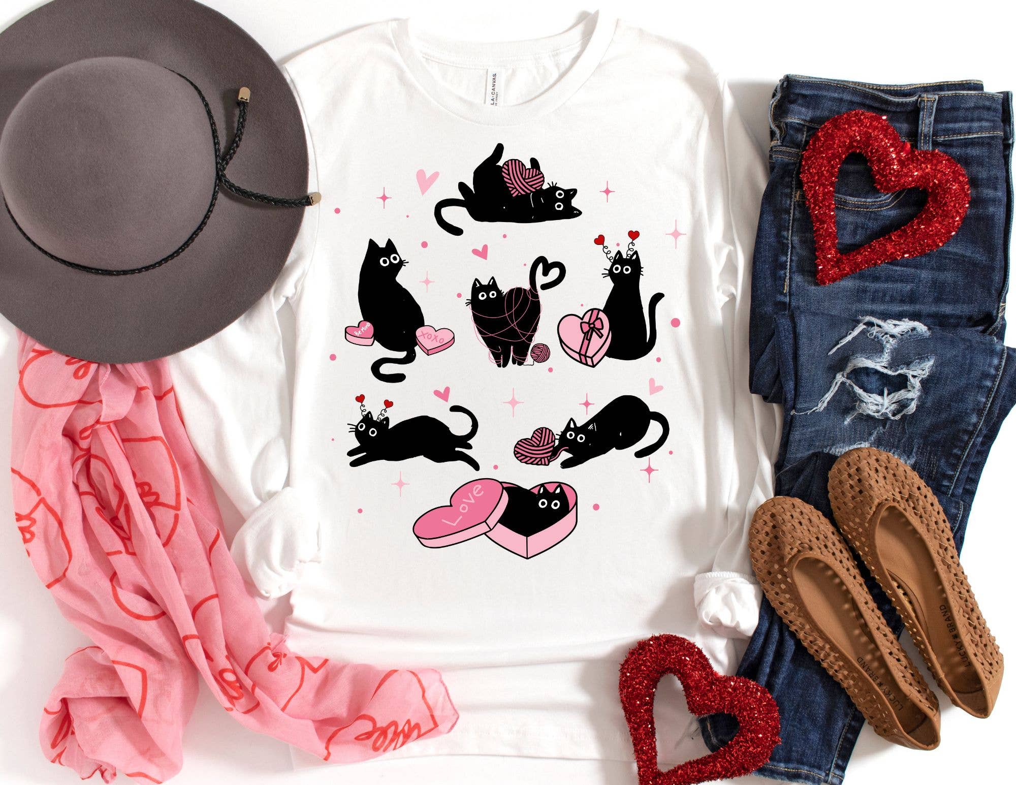 The Shirt Company - Wholesale T-Shirt (Graphic) - Women's - Cat Valentine Long Sleeve Shirt - Valentine's Day Shirt0