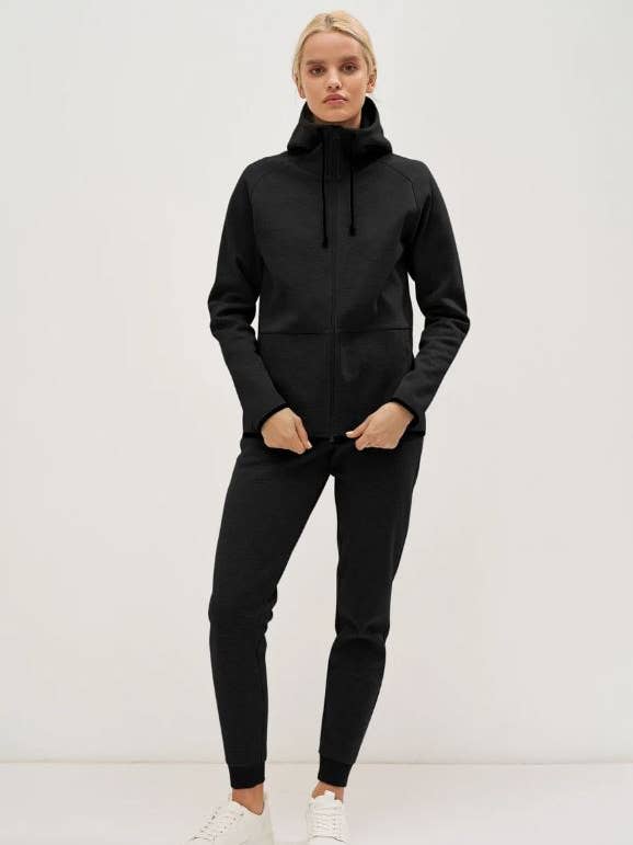 Damen Kapuzenjacke aus Baumwolle mit Reißverschluss für den Großhandel von linenease