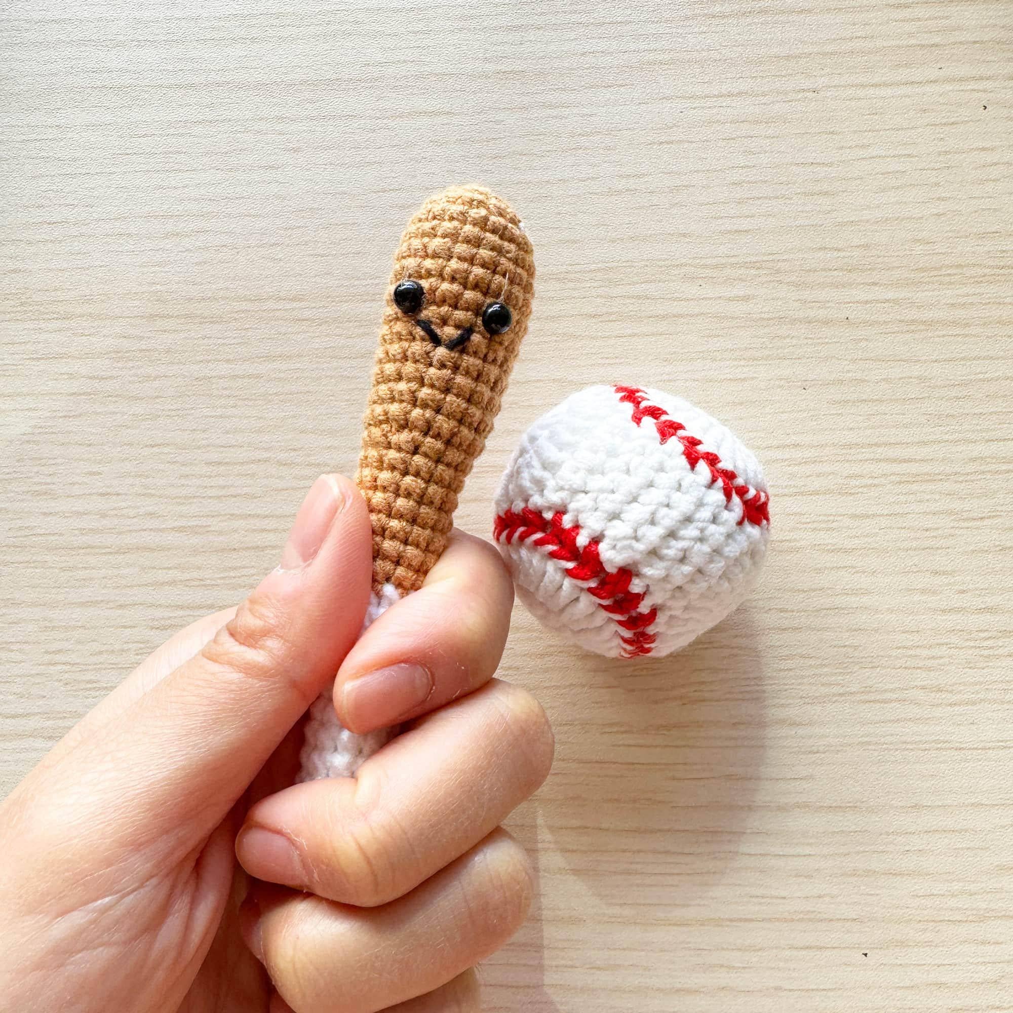 PinkLadyWorkshop - Wholesale Stuffed/Plush Toy - Kids & Baby - Handmade Crochet Baseball Bat + Ball Set | Football | Basketball | Mini Plush | Toddler Toy | Sports Toy | Boy Girl Gift | Baby Shower3