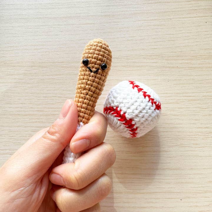 PinkLadyWorkshop - Wholesale Stuffed/Plush Toy - Kids & Baby - Handmade Crochet Baseball Bat + Ball Set | Football | Basketball | Mini Plush | Toddler Toy | Sports Toy | Boy Girl Gift | Baby Shower3