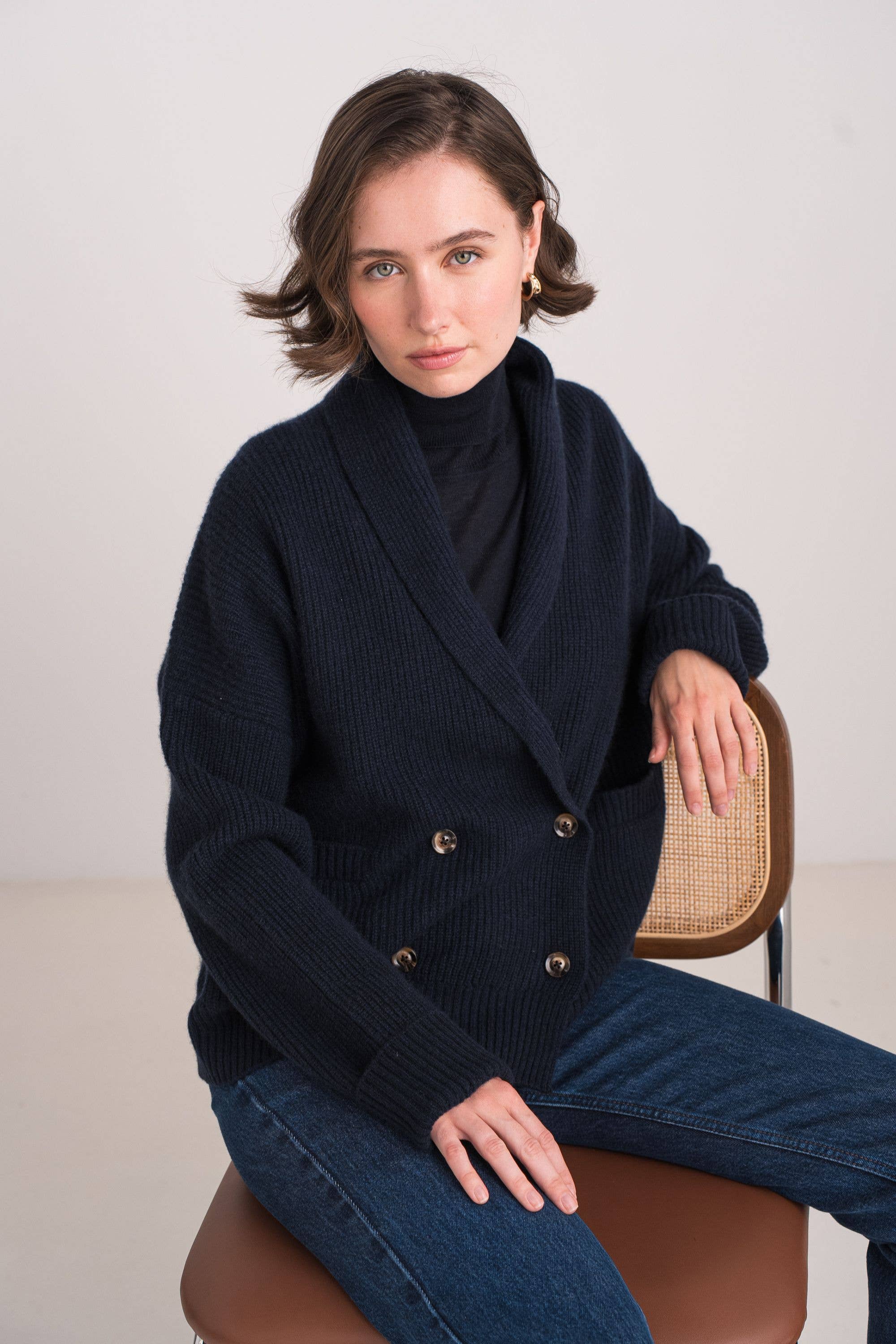 jw.atelier – Cardigan - Mulher por atacado – Colete xale 100% caxemira 4 fios4