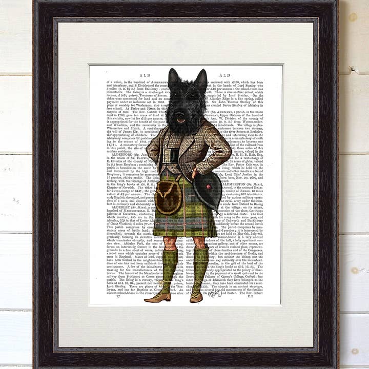 Scottish Terrier in Kilt, impresión de libro de perro para venta al por mayor de FabFunky Ltd