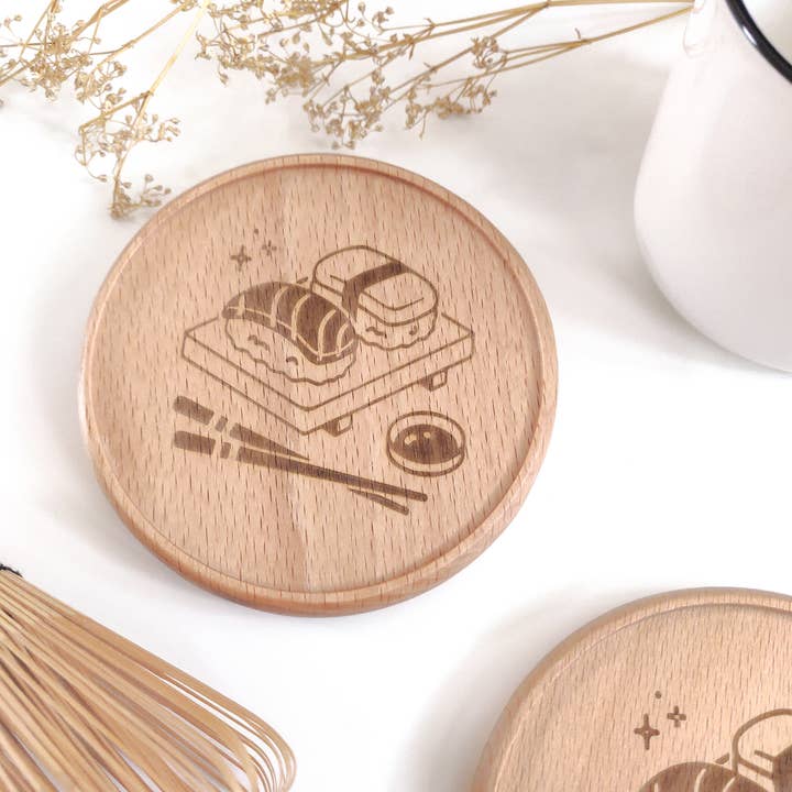Sushi Wooden Coaster for wholesale by Poyura