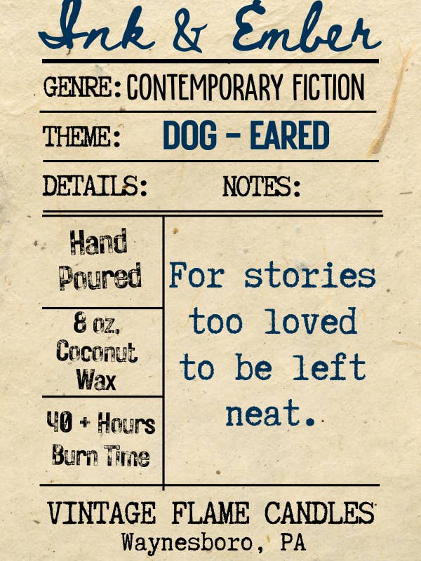 Dog Eared - Ink & Ember Collection for wholesale by The Vintage Flame Candles