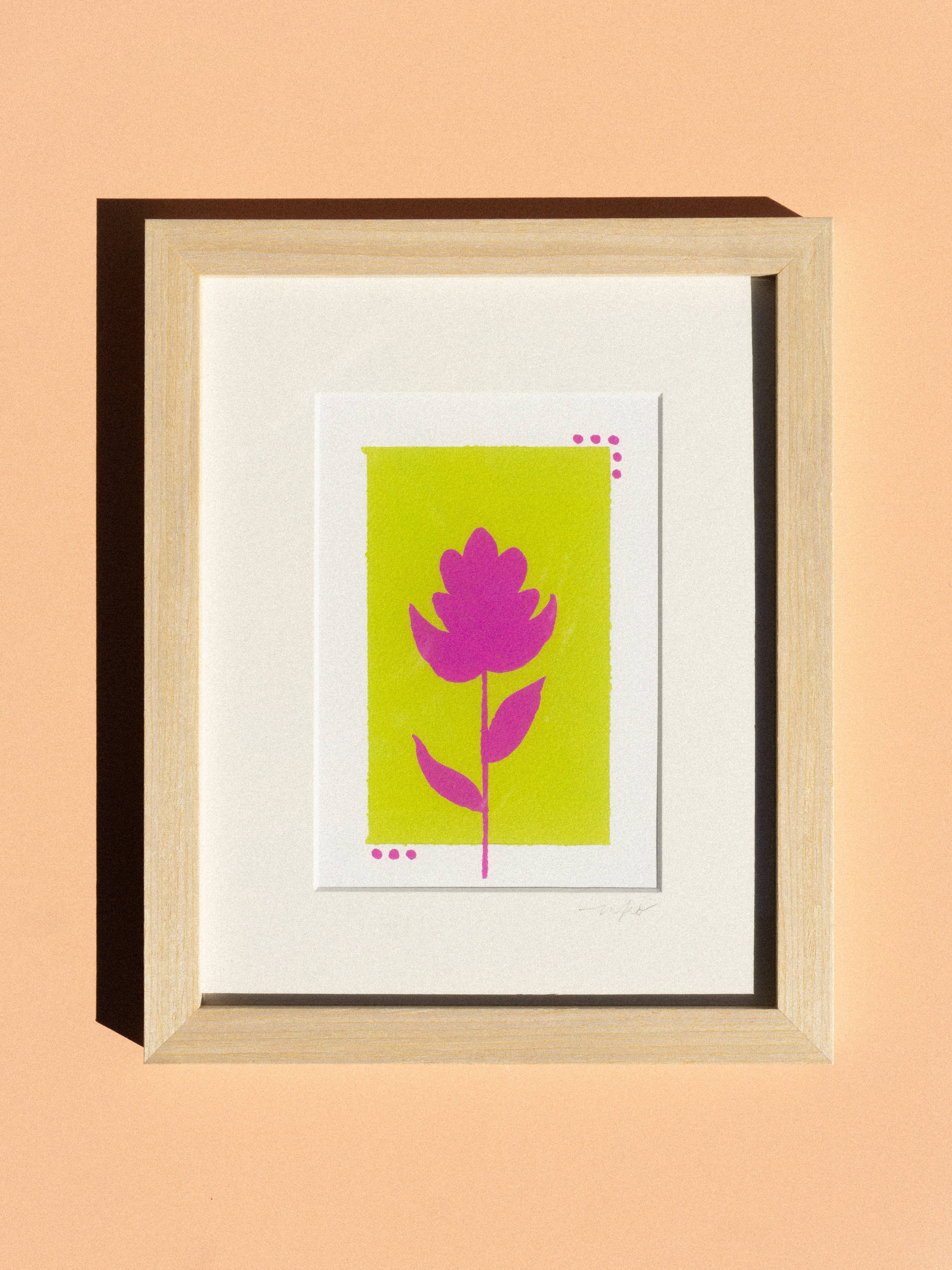 Mel K. Olrich Art - Wholesale Art Print - Colorblock Indian Paintbrush, pink & green, western wall art2