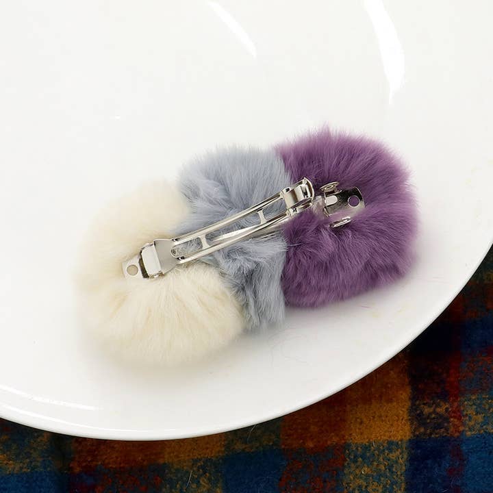 Sensibling Corp. - Wholesale Barrette - Women's - Faux Fur Triple Pom Pom Barrette26