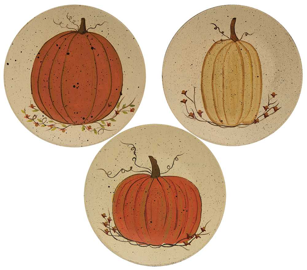 The Hearthside Collection - Wholesale Decorative Plate/Dish/Bowl - Classic White Pumpkin Plate, 3 Assorted0