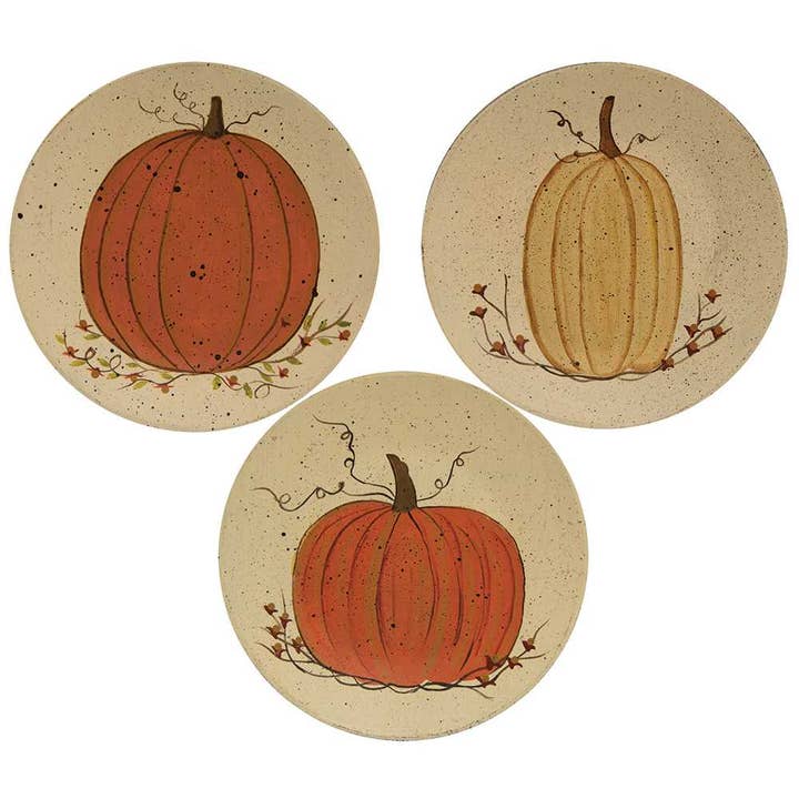 The Hearthside Collection - Wholesale Decorative Plate/Dish/Bowl - Classic White Pumpkin Plate, 3 Assorted