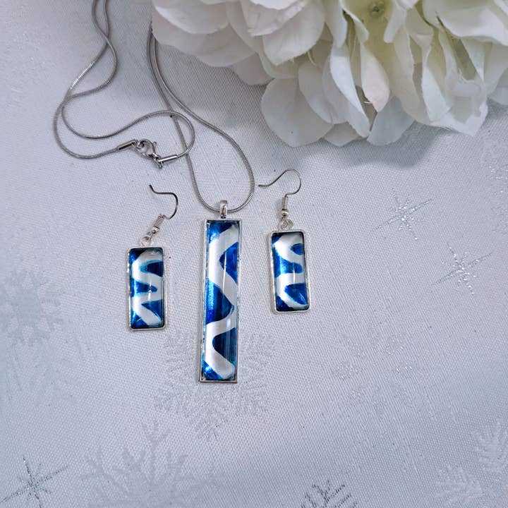 The Tide - Hand Painted Glass Necklace and Earrings for wholesale by Studio 1153
