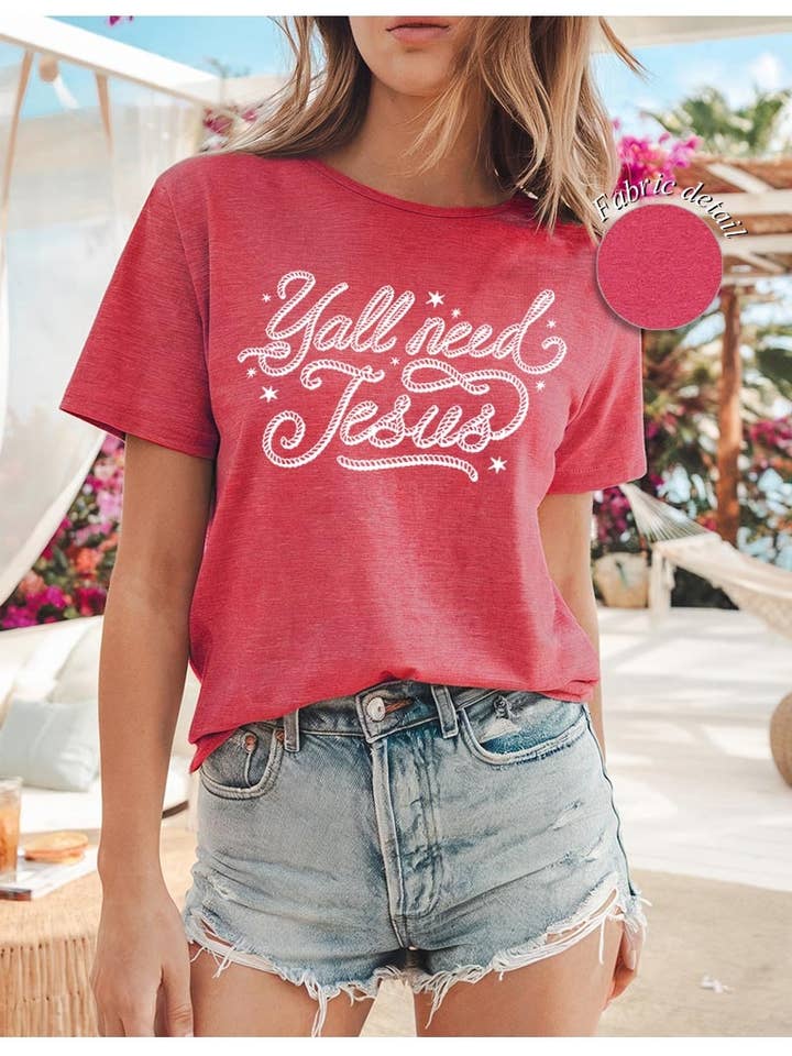 Y'all Need Jesus Graphic Heavy Cotton Tee for wholesale by COLORBEAR