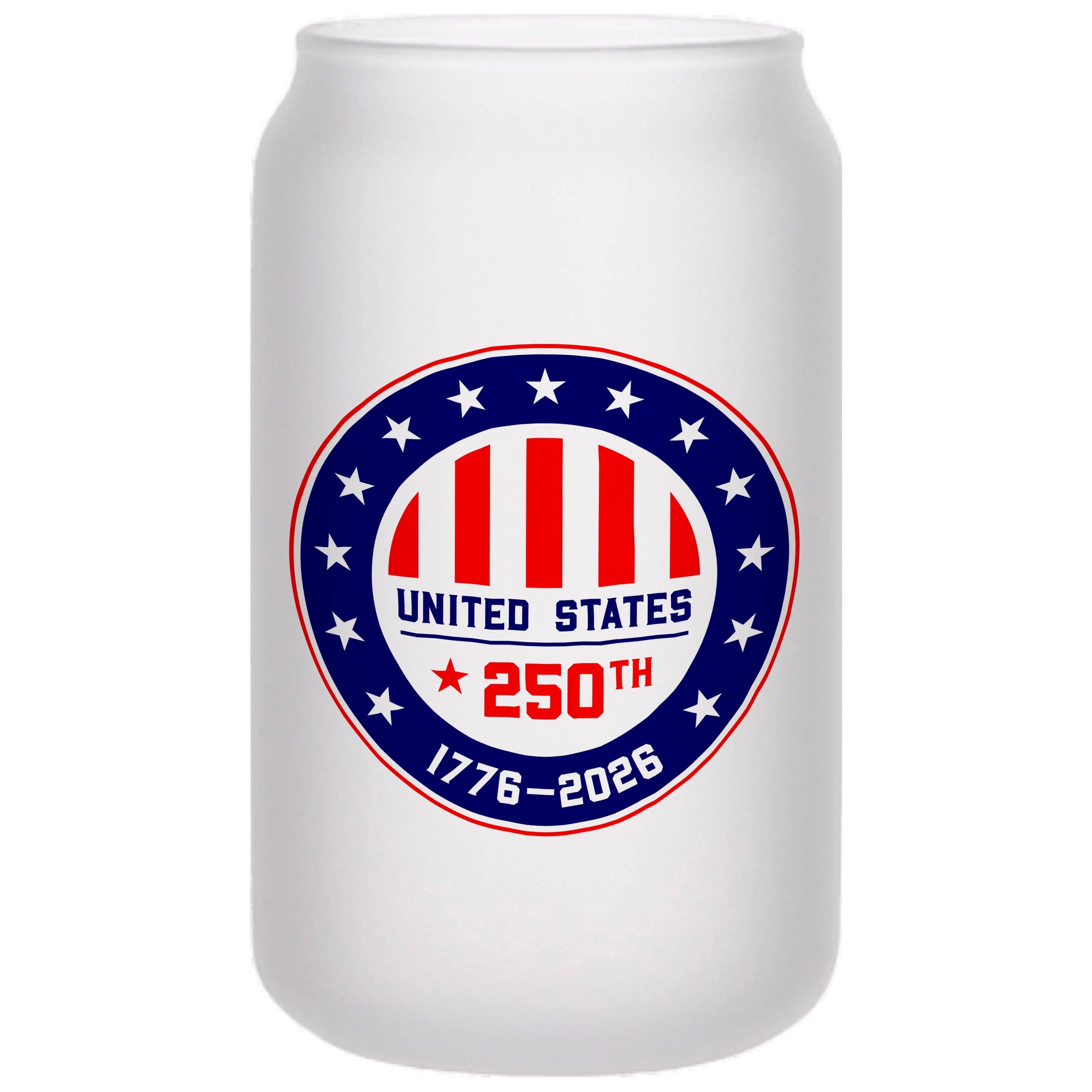 GiftWorksPlus - Wholesale Drinking Glass/Cup - USA 250 - Frosted Can Glass - G-MGH15-1-00040