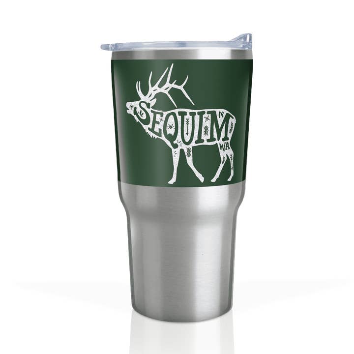 Baril en argent inoxydable personnalisable de 30 oz : Wapiti debout pour la vente par Matrix