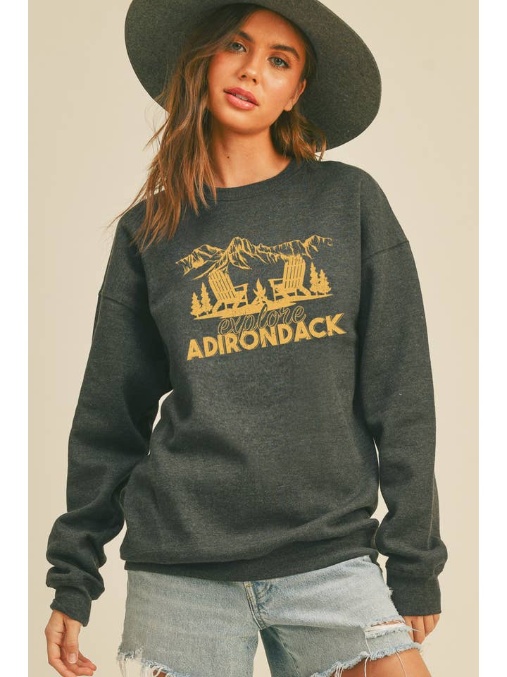 Honestee - Wholesale Graphic Sweatshirt - Women's - Adirondack Explore Graphic Sweatshirt
