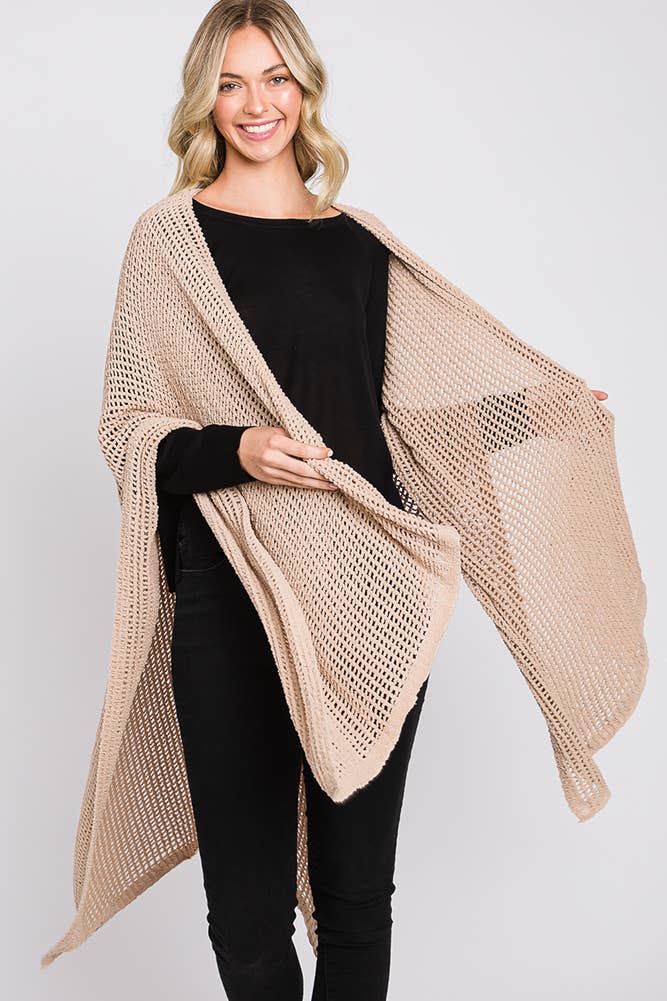 Hana - Wholesale Cardigan - Dames - Solid Chenille Crochet Ruana47