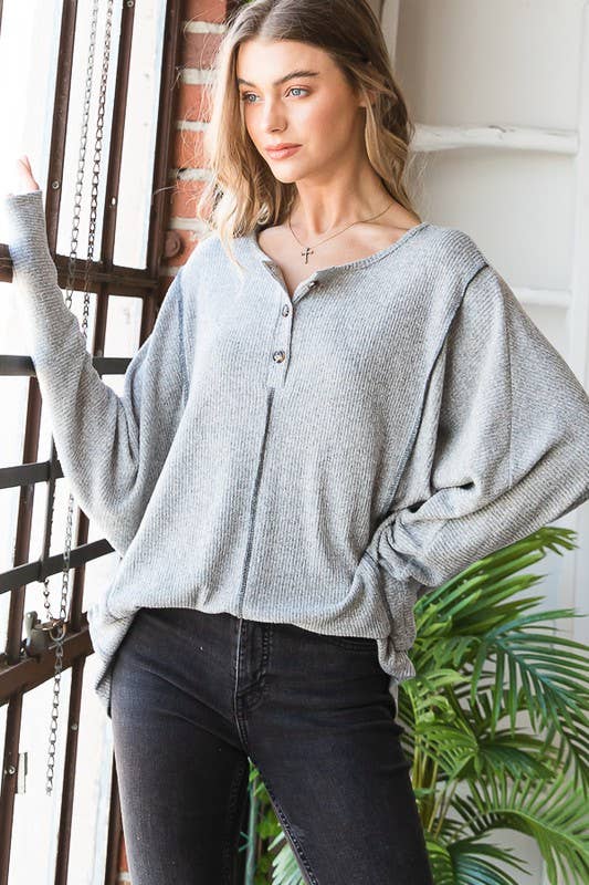 HEIMISH – wholesale Tunic – Women’s – ET6812-10 SOLID RIBBED TOP WITH BUTTON AND STITCH13