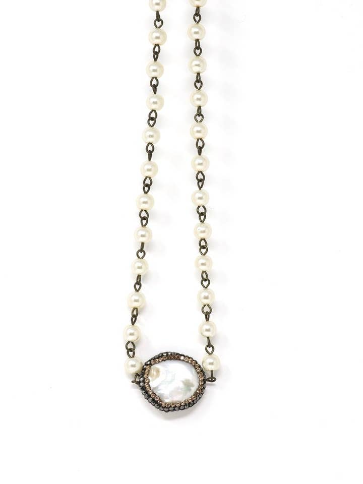 Colar de strass pérola Shell por atacado de Little Woodlander