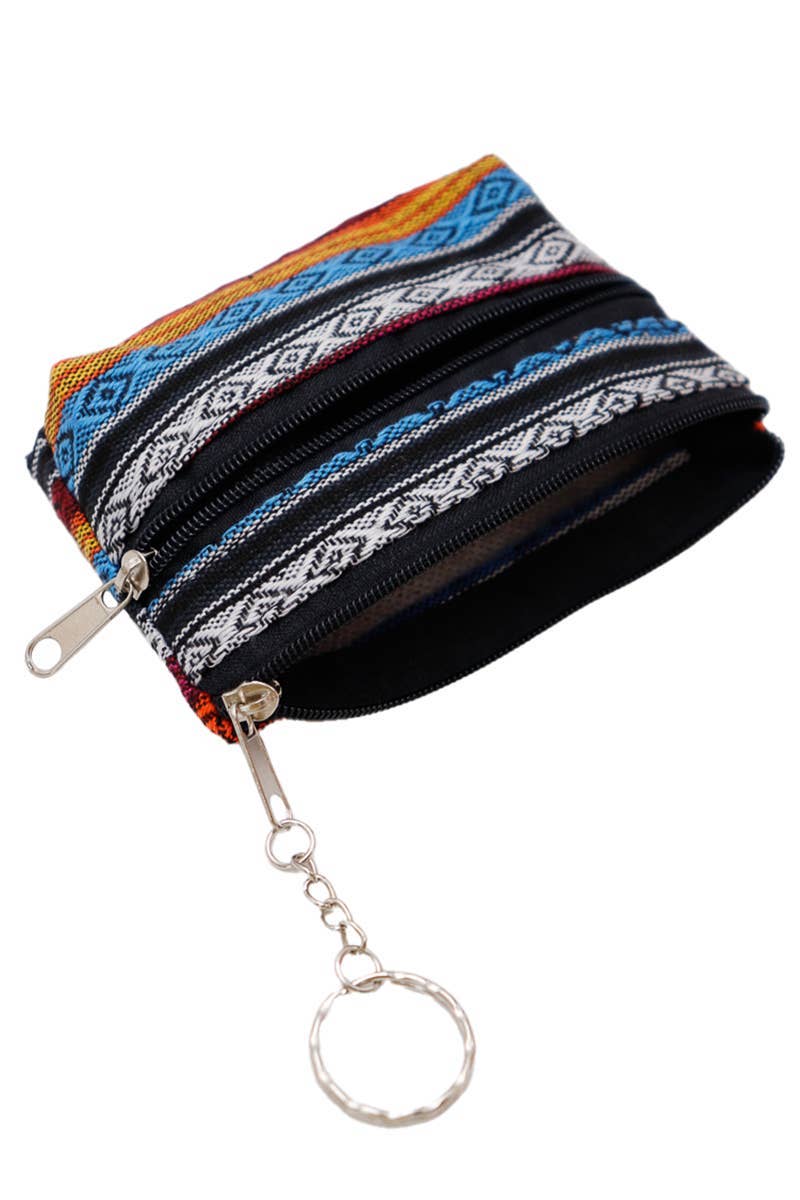 Cap Zone – wholesale Coin purse – Women’s – Navajo Baja Tribal Double Zipper Coin Pouch Bag2