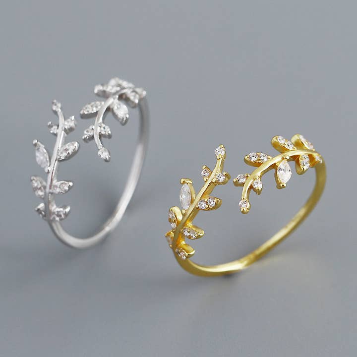 S925 Sterling Silver with Zircon Leaf Ring for wholesale by Gioiellin - S925 Silver Jewelry
