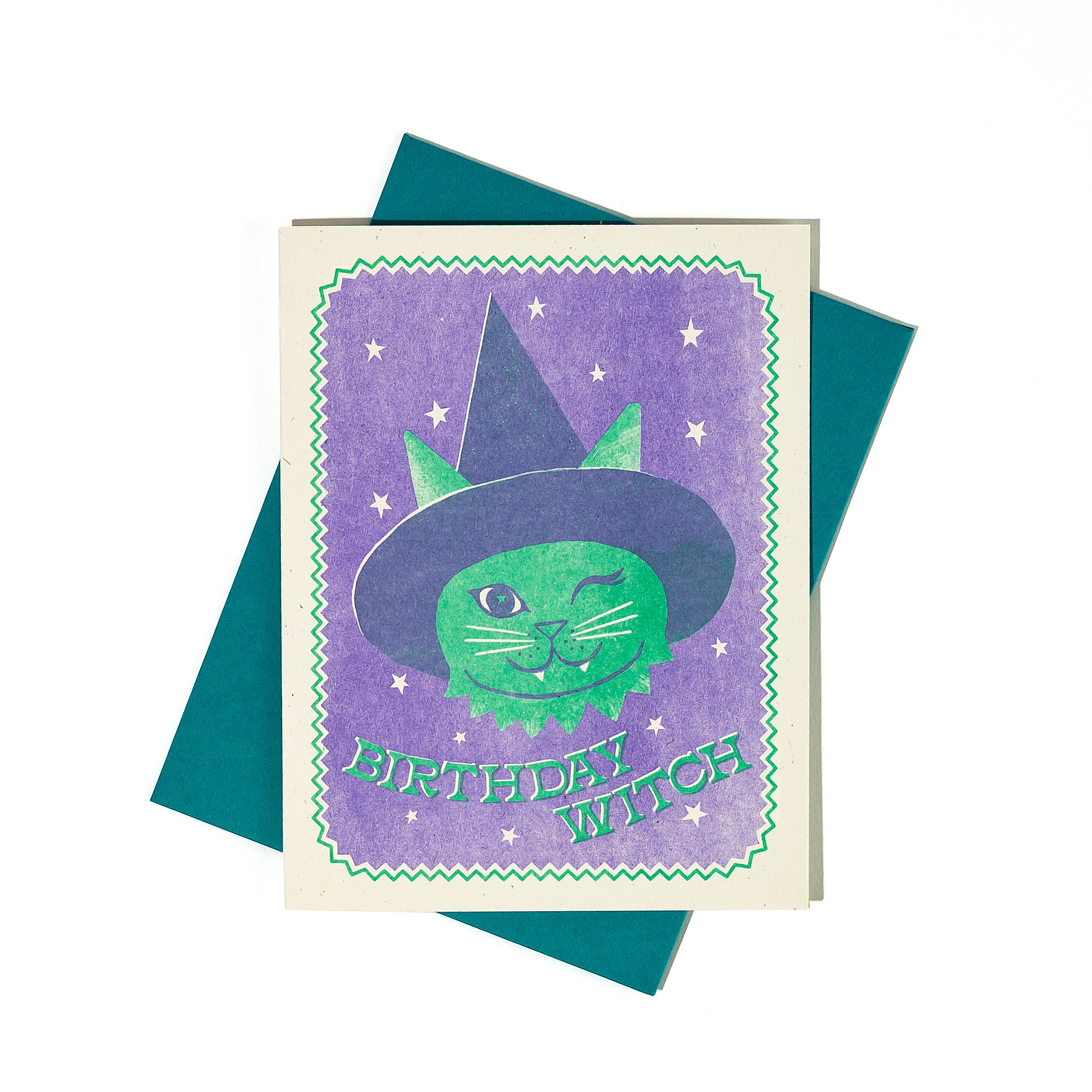 Bromstad Printing Co. - Vente Cartes d'anniversaire - Birthday Witch - Carte risographique1