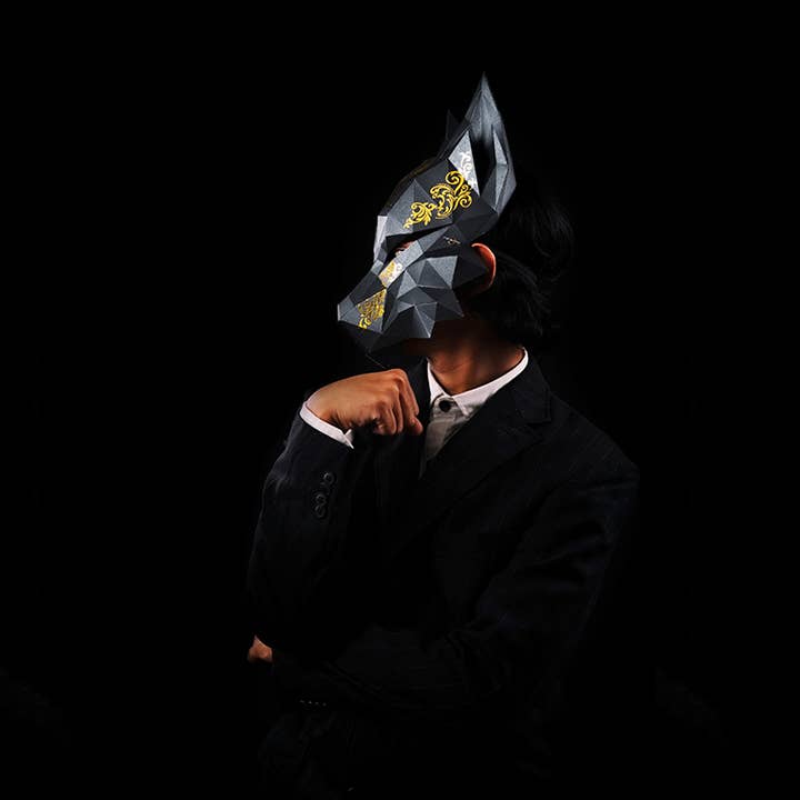PAPERCRAFT WORLD - Wholesale DIY Craft Kit - 3D PaperCraft Futuristic Fox Origami Mask - Black6
