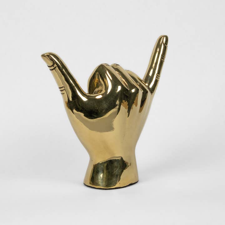 PRIZE - Venta al por mayor Escultura - Escultura de Mano con Señal de Shaka o "Hang Loose" en Latón