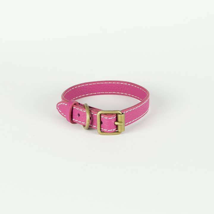 Collare Agnes Flat in pelle - Rosa, Small per la vendita all'ingrosso da parte di Clementine est dogs