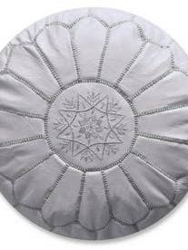 Funda de puf marroquí de piel blanca para venta al por mayor de Poufs & Pillows