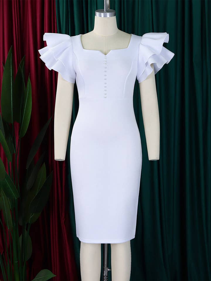 Aria Romance - Wholesale Dress - Women's - Beaded Flutter Sleeve Shift Dress4