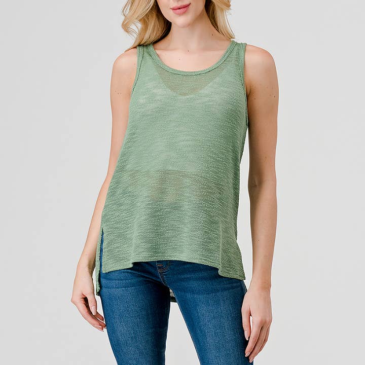 Heimious - Vendita all'ingrosso Canotta - Donna - Canotta Slub Texture con spacchi laterali, T467