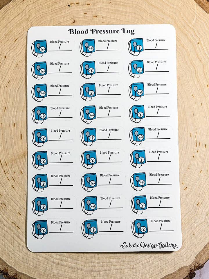 Blood Pressure Log Sticker Sheet, Medical Stickers for wholesale by Sakura Design Gallery