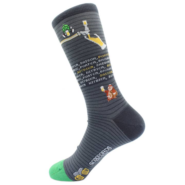 "Hops & Barley" - Craft Beer Themed Men's Socks for wholesale by Soxfords