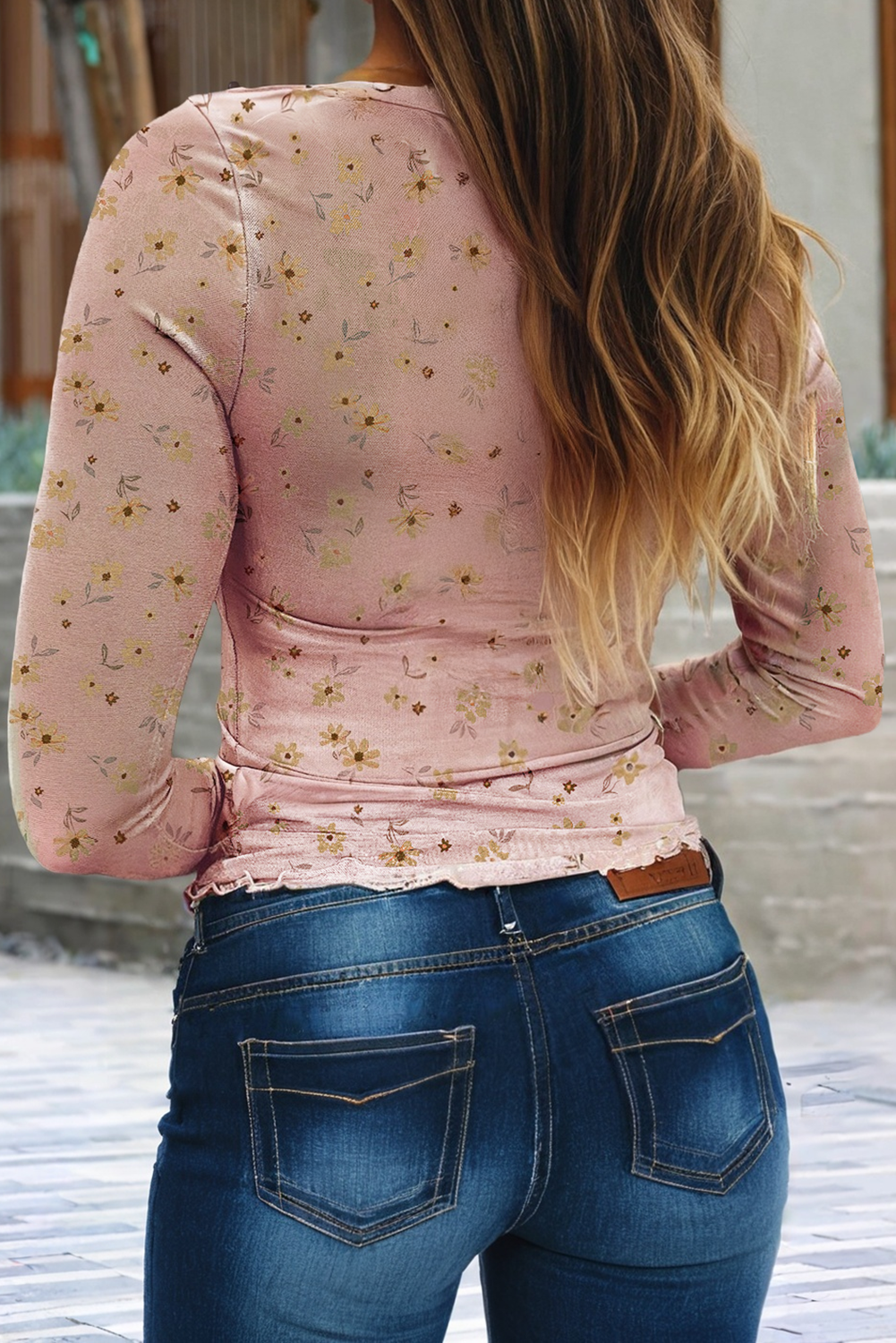 Little Daisy Closet - Wholesale Blouse - Women's - LDC Vintage Floral Print Southern Style Mesh Long Sleeve Top5