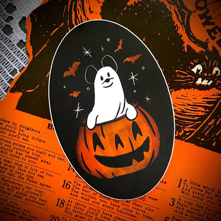 Mouse Ghost Vinyl Sticker for wholesale by Wax Moon