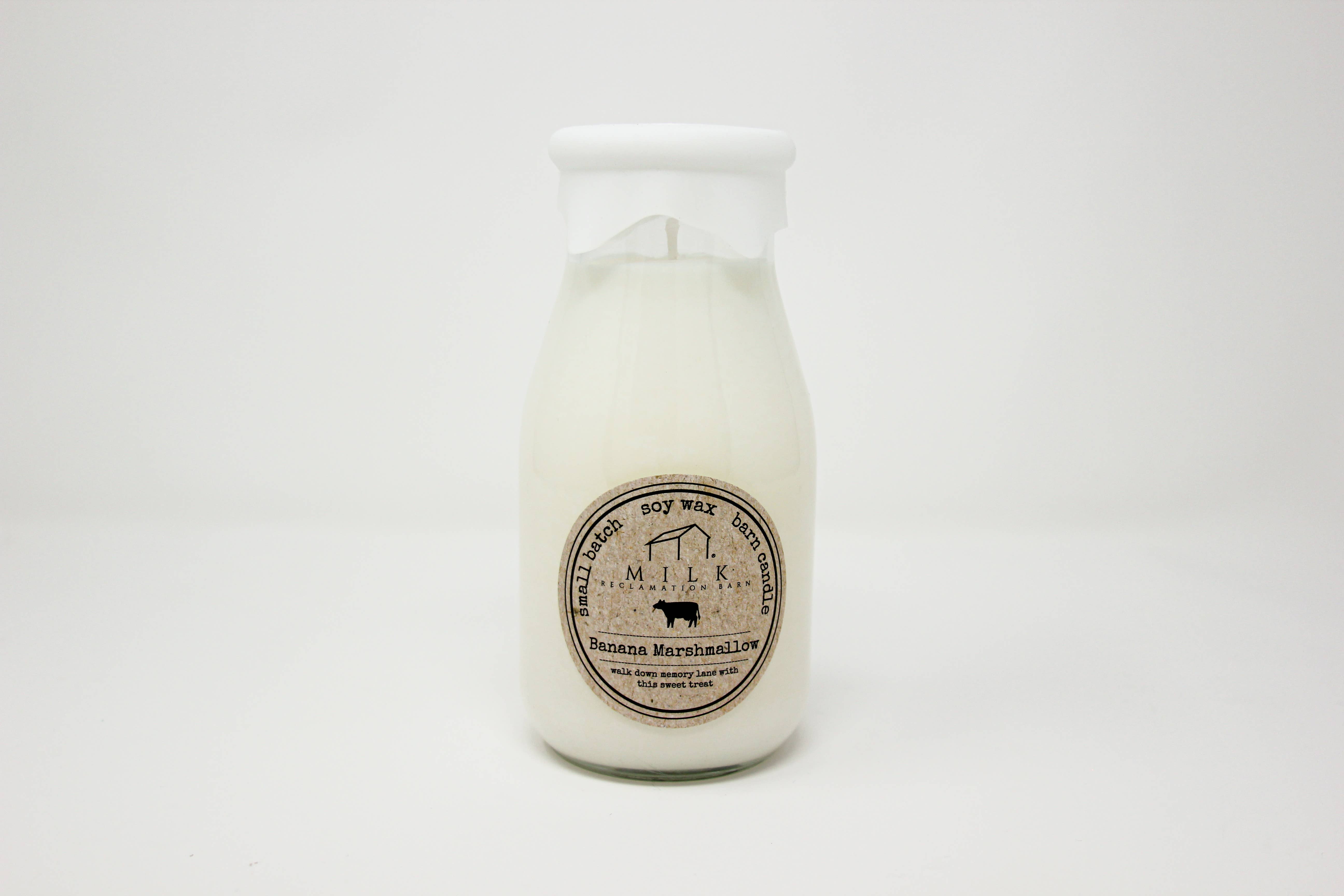 Milk Reclamation Barn - Wholesale Jar/Filled Candle - Milk Bottle Candle Banana Marshmallow1