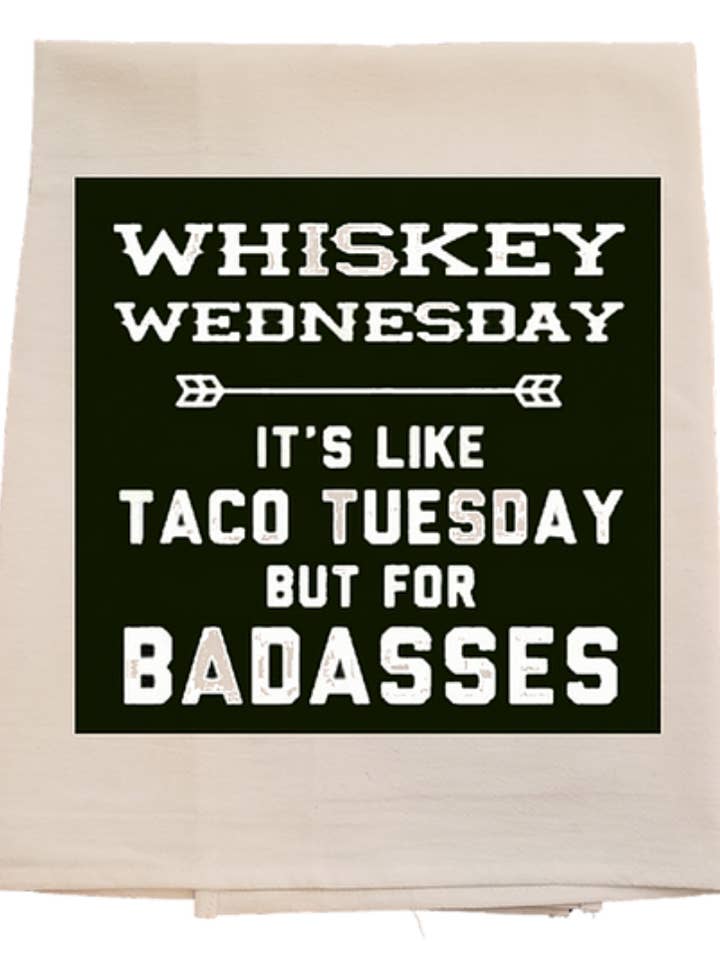 Whiskey Wednesday Tea Towel for wholesale by Bunnies and Bows