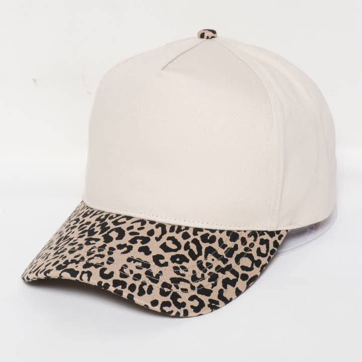 Leopard Print Brim 5-Panel Blank Cap for wholesale by David And Young