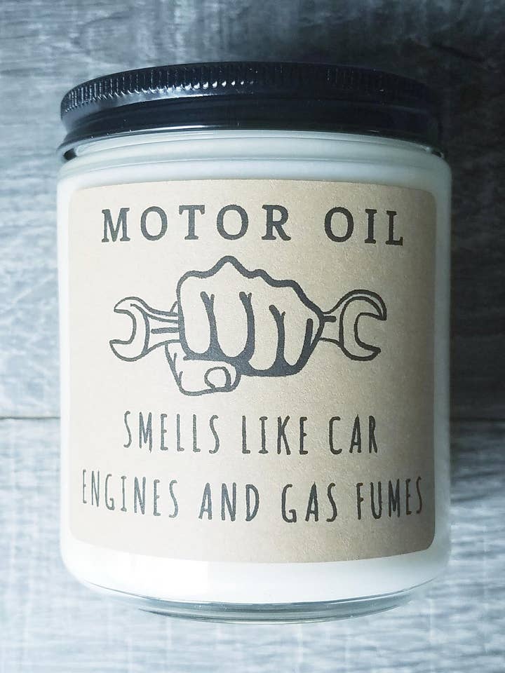 Motor Oil 8 oz Soy Candle for wholesale by Earth's Essence
