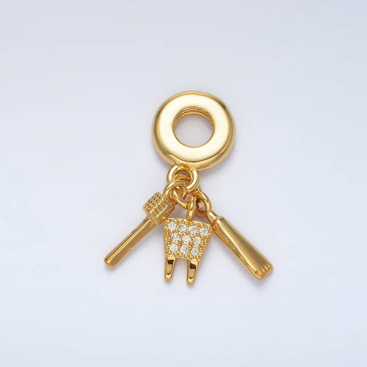 24K Gold Filled Dentistry Teeth Brush Paste Rhondelle Bail Triple Drop Pendant | AC086 for wholesale by Aim Eternal