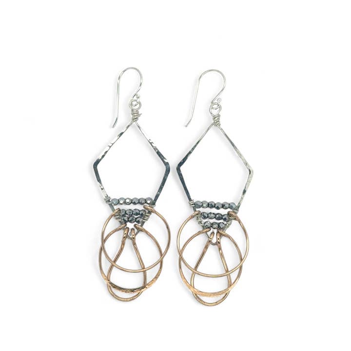 Kinetic Diamond Pyrite Earrings E71165 for wholesale by Art by any Means Jewelry