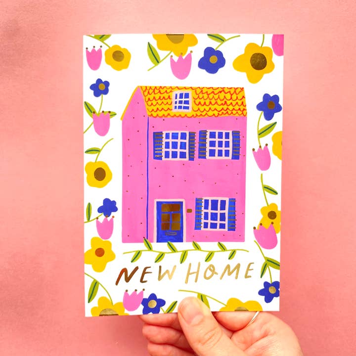 Nouvelle carte de vœux dorée à motif floral | Propriétaire pour la vente par Kerrie Illustrates