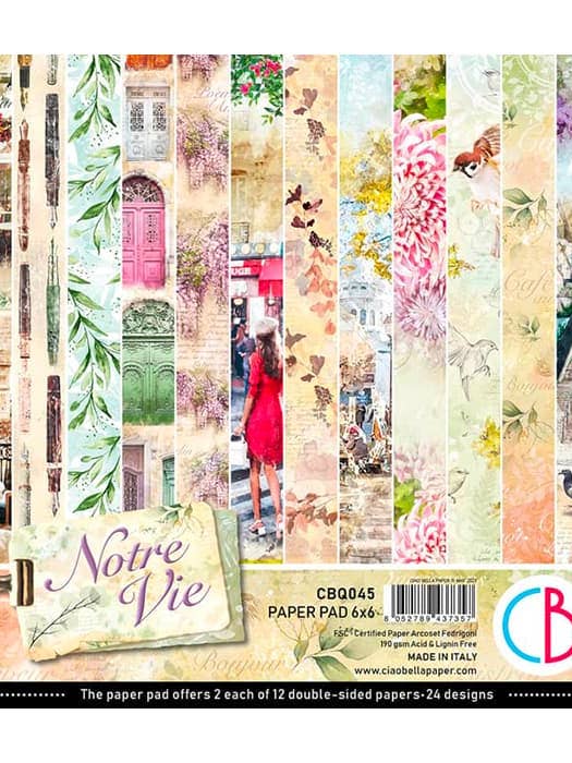 Ciao Bella Notre Vie papierblok 6 „X6" 24/Pkg voor wholesale door Ecstasy Crafts Distributing