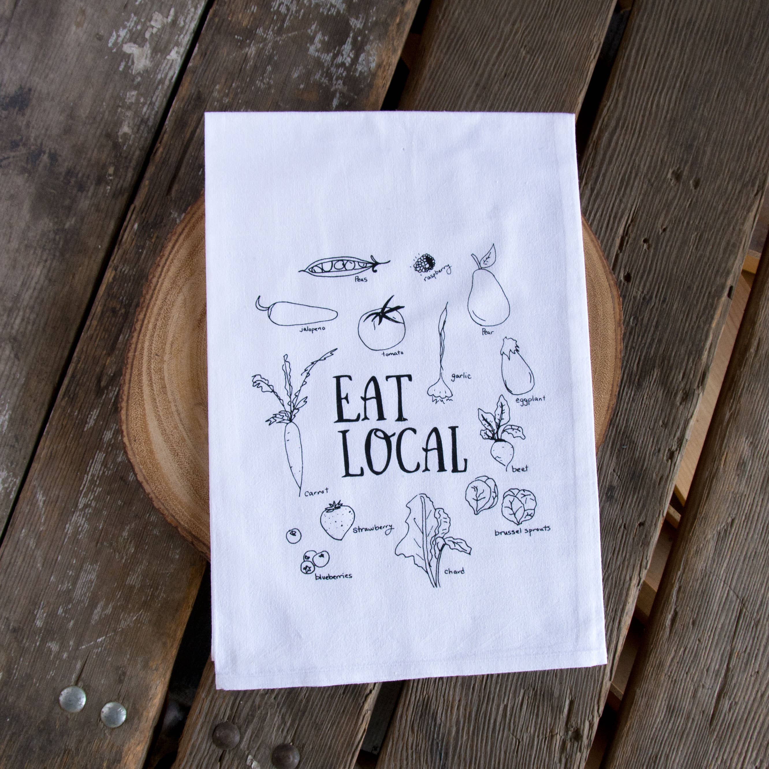 Ladybug Press - Wholesale Tea Towel - Eat Local Tea Towel4