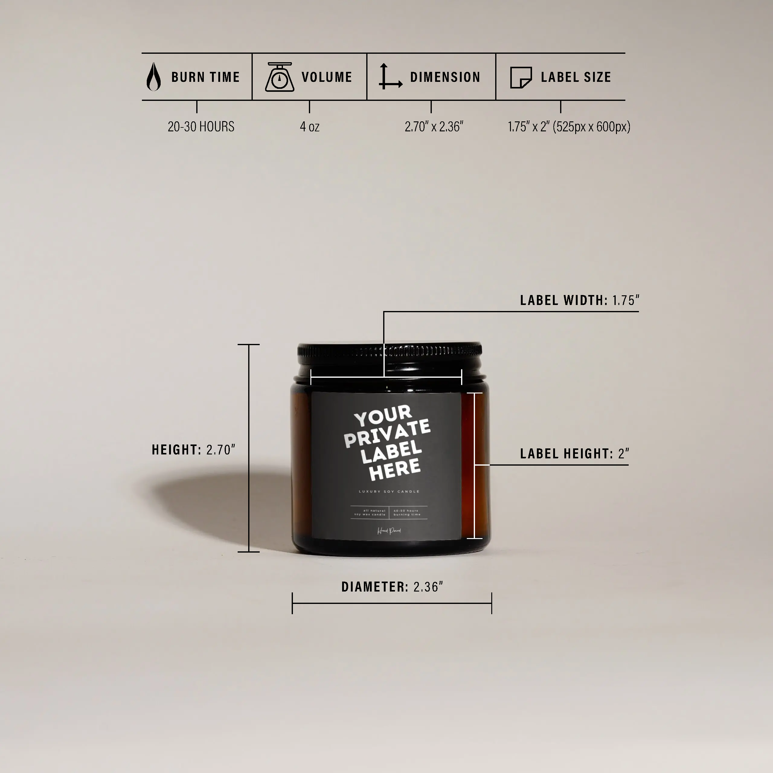 Lumient - Wholesale Jar/Filled Candle - Amber Glass Candle Soy Wax 4oz Candle Lumient 1