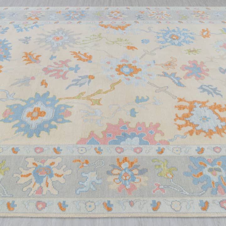 Aesthetic Homes LLC - Wholesale Area Rug - Cream Gray Colorful Modern Oushak Wool Rug, HandKnotted 24095